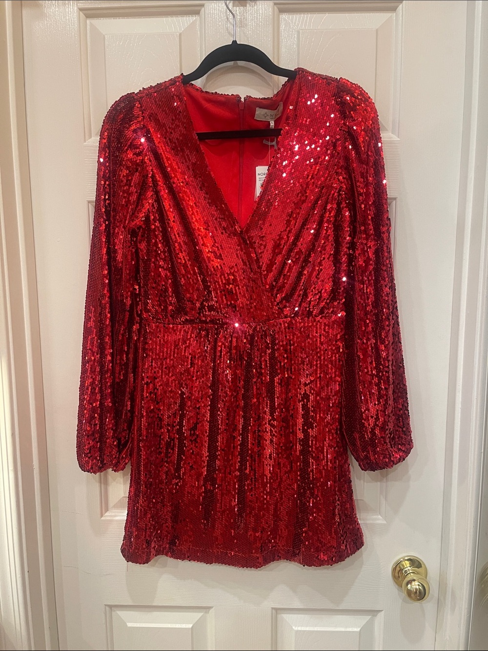 WAYF- Red Sequin V-Neck Party Dress S:S